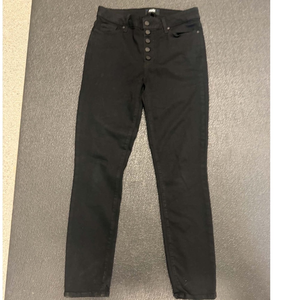 Paige Hoxton Ankle Peg Jeans Black Shadow High Rise Button Fly 29 W2139